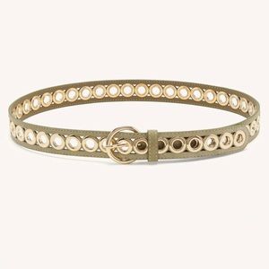 Sandro light kaki leather belt with eyelits